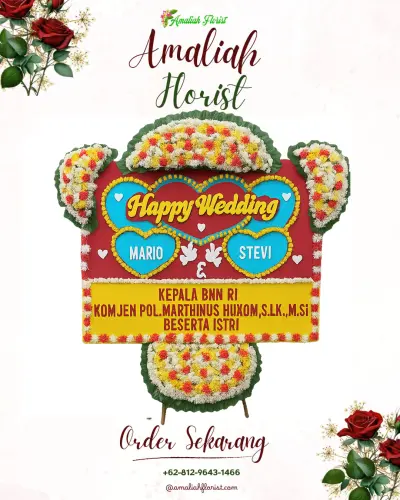 Karangan Papan Bunga Pernikahan